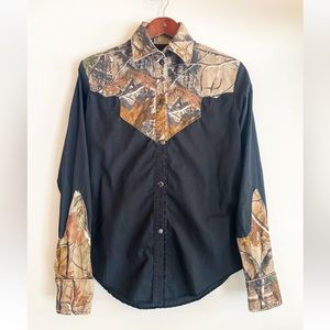 Vintage 90s camo western hunting shirt men’s small